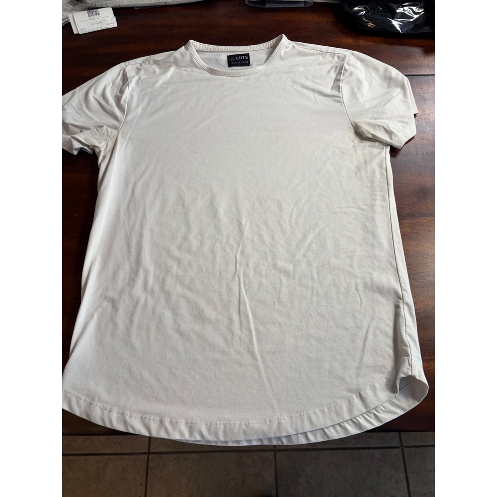 Cuts Clothing Curve-Hem T-Shirt Mens White Pyca Pro Short Sleeve Crew Neck Tee